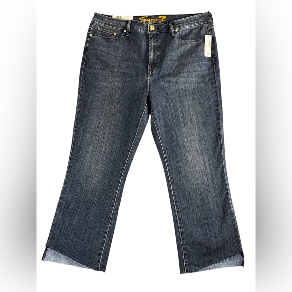 Seven 7 Mahone Blue Jeans Women's Plus Size 16 High Rise Step Hem Denim NWT